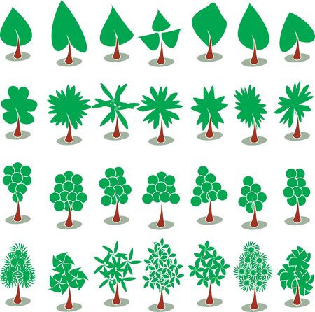 Vector graphic set  with Tree. Clip Artのイラスト素材