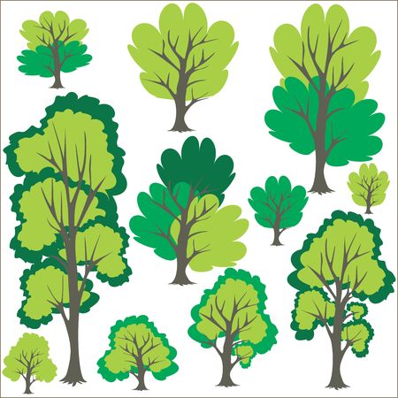 Tree and pine Clip art. Green landscape.のイラスト素材