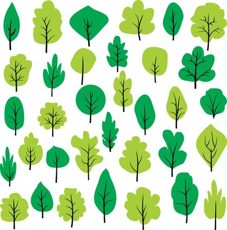 Tree and pine Clip Art. Vector set icon.のイラスト素材