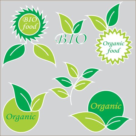 Label or logo with organic product. Eco symbol or signs.のイラスト素材