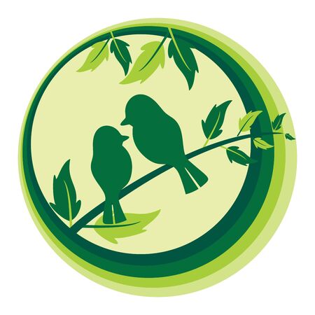 Concept nature and animals idea, Birds on tree branchesのイラスト素材