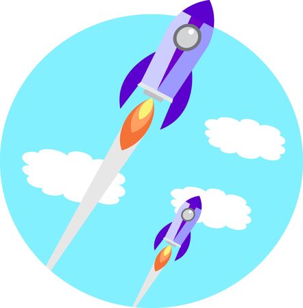 Flat Space Shuttle Rocket circle Icon. Vector illustration.のイラスト素材