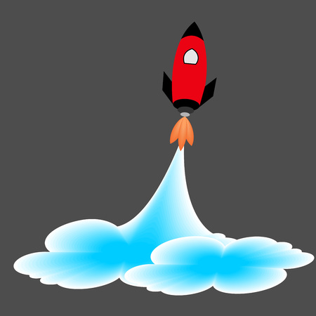 Abstract of paper spaceship launch to space. Paper art concept and exploration idea.のイラスト素材