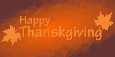Thanksgiving greeting card with polygonal background and maple leavesのイラスト素材