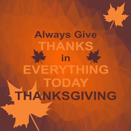 Thanksgiving greeting card with polygonal background and maple leaveのイラスト素材