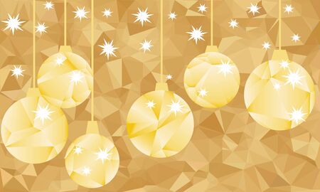 Golden polygonal balls and on golden background.のイラスト素材