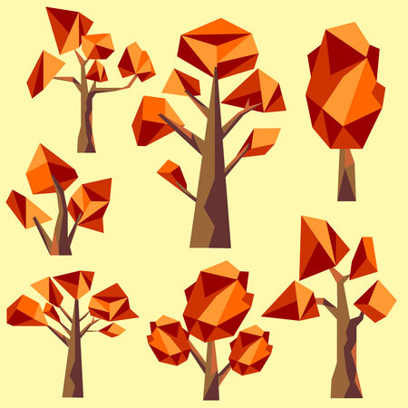 Autumn low poly trees Clip Art.のイラスト素材