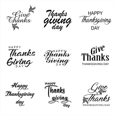 Typographic Thanksgiving Day Design - Happy Thanksgiving Day. Black and white design.のイラスト素材