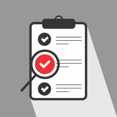 Searching professional staff. Analyzing personnel resume. Vector flat Icon.のイラスト素材