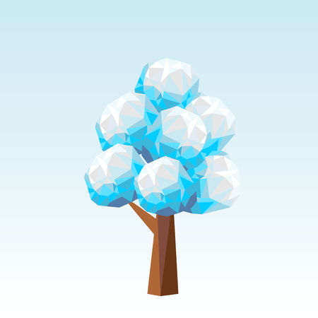 Polygonal winter tree. Vector tree consisting of triangles.のイラスト素材