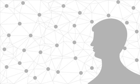 Silhouette of a man's head. Mental health relative vector brochure. Scientific medical designs.
