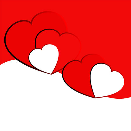 Vector design background with a turned out edge and with a silhouettes of  hearts. Vector graphic suitable for Valentine`s day or wedding template.のイラスト素材