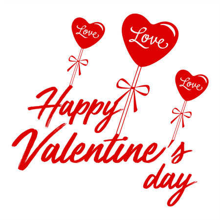 Happy Valentine's Day Card. Set Of Calligraphic Quotes. Typographic Background. Lettering Text Isolated On White Background. Good For Greeting Cards, Print Design. Vector Illustration.のイラスト素材