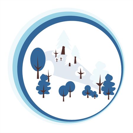 Concept nature and winter idea. Vector graphic landscape in circle.のイラスト素材