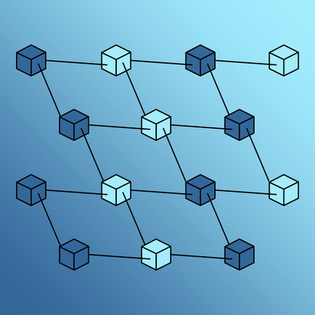 Isometric block chain vector. Networking block chain concept. Vector illustration.のイラスト素材
