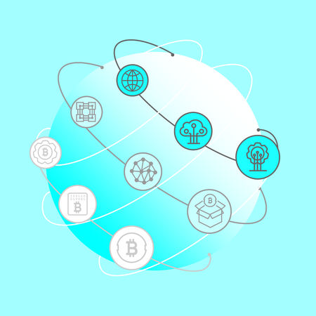 Block chain or Cripto currency infographic.  Business concept. Background vector illustration.のイラスト素材