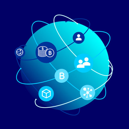 Block chain or Cripto currency infographic.  Business concept. Background vector illustration.のイラスト素材