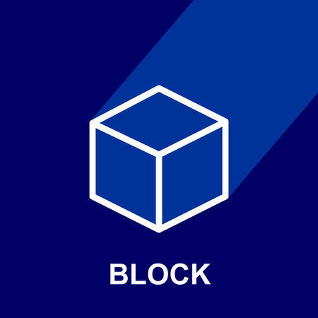 Block chain web icon with long shadow. Block Chain Technology Concept or symbol. Vector Illustration.のイラスト素材