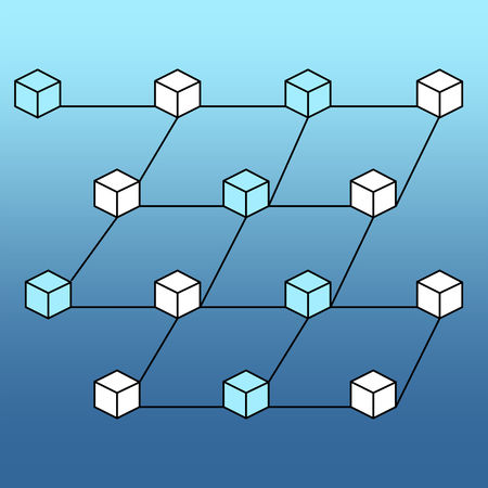 Isometric block chain vector. Networking block chain concept. Vector illustration.のイラスト素材