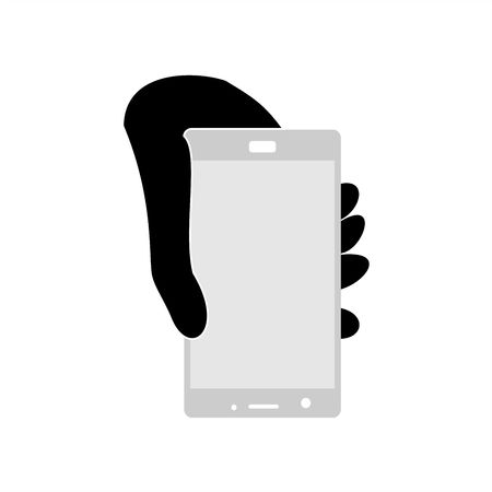 Hand Holding Phone Icon for Business Communication. Vector Illustration isolated for graphic and web design.のイラスト素材