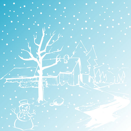 Winter Background with snow. Flat Vector Illustration.のイラスト素材