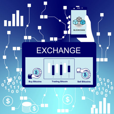 Blockchain vector background illustration . Blockchain concept.のイラスト素材