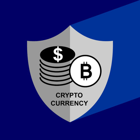 Shield Icon with long shadow - Block chain. Block chain icon. Vector graphic illustration.のイラスト素材