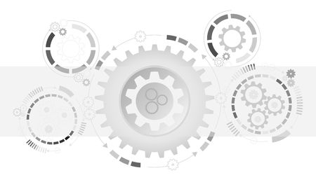 Abstract futuristic background. Vector illustration gear wheel, hexagons and circuit board, Hi-tech digital technology and engineering. Digital telecom technology concept.のイラスト素材