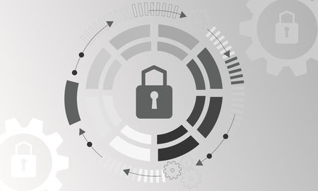 Cyber technology security, network data protection. Vector graphic illustration.のイラスト素材