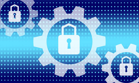 Cyber technology security, network data protection. Vector graphic illustration.のイラスト素材