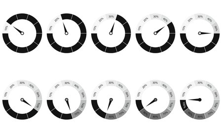 Set of circle percentage diagrams for infographics design elements.Vector graphic illustration.
