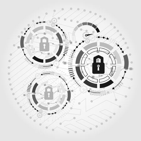 Cyber technology security, network data protection. Background vector graphic illustration.のイラスト素材