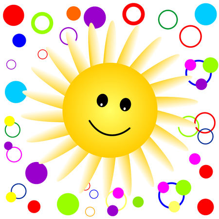 Happy Smiling Sun Pattern. Vector graphic background.のイラスト素材