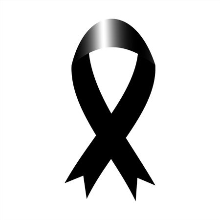 Black awareness ribbon. Mourning and melanoma symbol. Vector graphic illustration.のイラスト素材