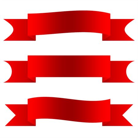 Set of three ribbon banners. Sign blank for advertising text, promotion or web. Symbol red vintage label.のイラスト素材