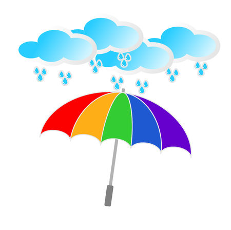 Umbrella icon with cloud and rain. Rain protection symbol. Flat design style.のイラスト素材