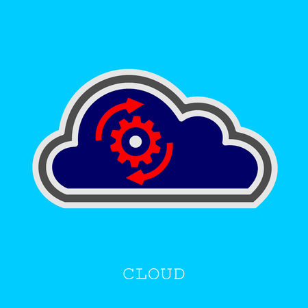 Cloud icon. Single sign. Vector Graphic Design with blue background.のイラスト素材