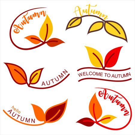 Set of autumn badges.Vector illustration.Lettering.Typography.のイラスト素材
