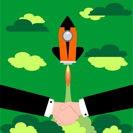 Startup or success business concept. Business handshake. Vector graphic illustration.のイラスト素材