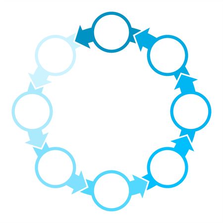 Blue business infographics with circular arrows. Vector graphic illustration.のイラスト素材