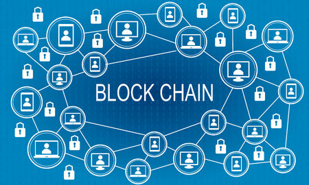 Block chain concept. Abstract network connection. Design background and info graphic. Vector graphic illustration.のイラスト素材