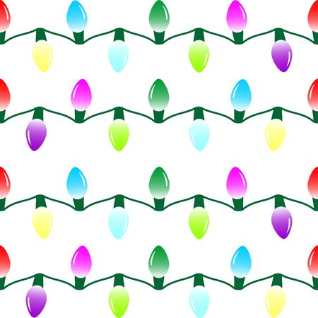 Vector illustration of a string of colorful holiday lights. Can be joined in left and right seamlessly to form longer strings.のイラスト素材
