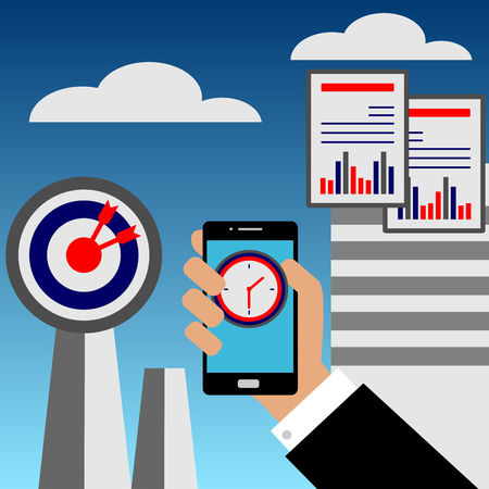 Concept for Digital marketing.  Flat vector illustration with icons.のイラスト素材