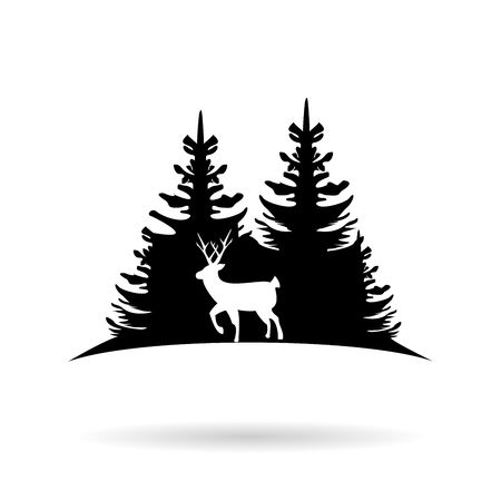 Deer on the background of the coniferous forest.のイラスト素材