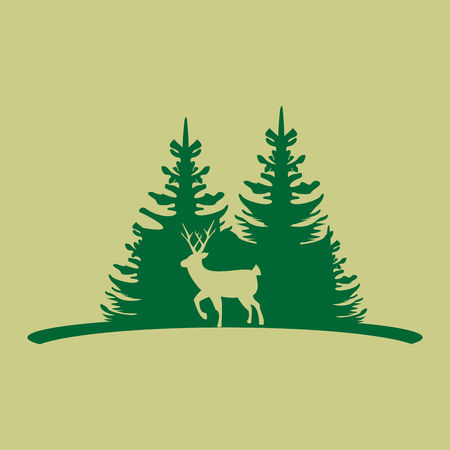 Deer on the background of the coniferous forest.のイラスト素材