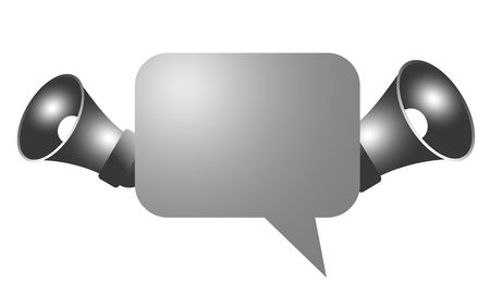 Blank communication bubbles and megaphones. Template suitable for online advertising or marketing. Vector graphic illustration.のイラスト素材