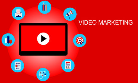 Content of video marketing. Concept flat design vector.のイラスト素材
