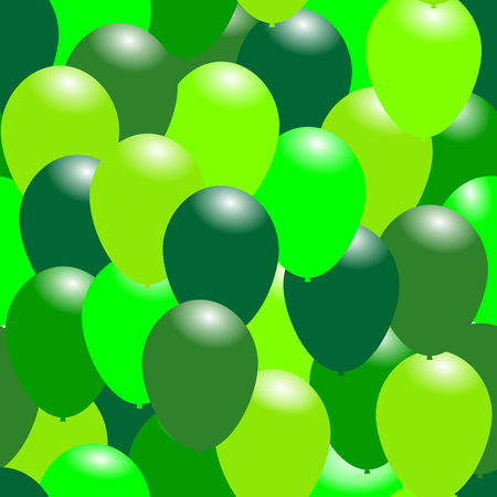 Green color balloons for seamless background. Saint Patrick's day, celebration or ecology vector illustration.のイラスト素材