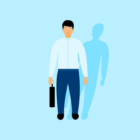 Businessman with briefcase standing.  Vector illustration in flat design and long shadow.のイラスト素材