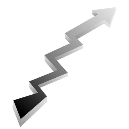 Grey arrow with shadow. Icon of growth up statistics. Vector graphic illustration of 3D design.のイラスト素材